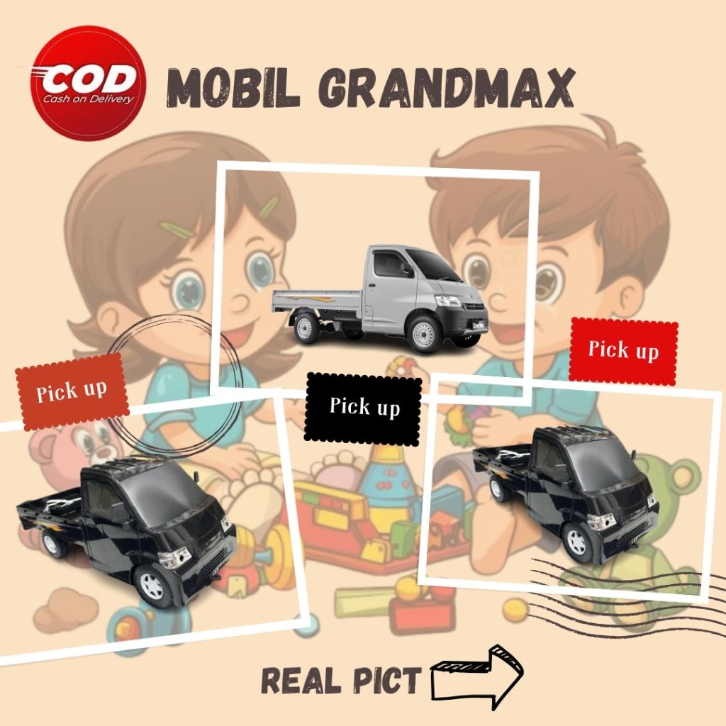 mainan mobil pickup / mainan miniatur pickup grandmax terbaru nyala musik lampu termurah