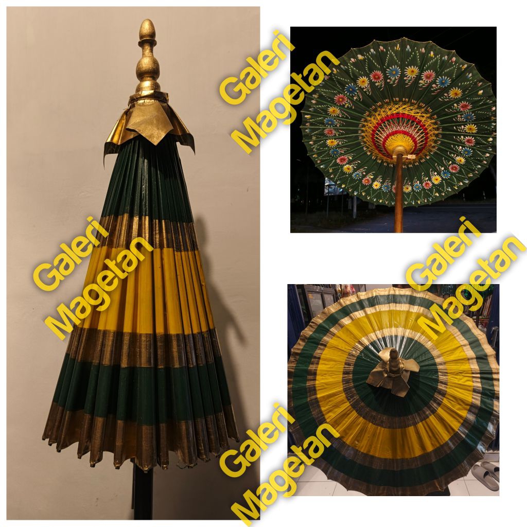 Payung Keraton Songsong agung Hijau Kuning Seret emas / payung jawa / payung bangsawan / payung deko