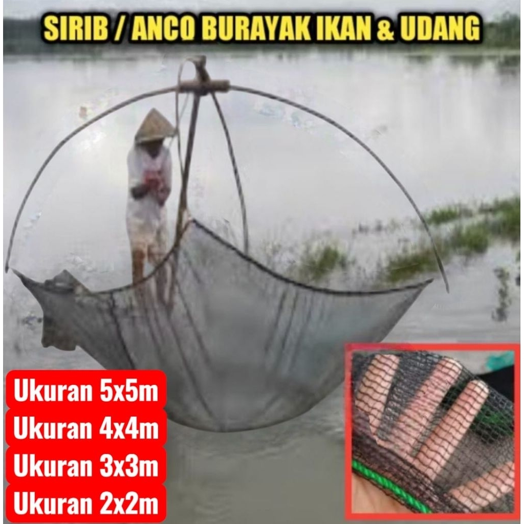 jaring Hanco Anco sirib ikan ukuran besar 5x5m siap pakai