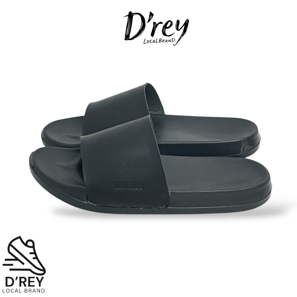 D’REY Sandal Slide Pria Wanita Hitam Slip On Sandal Selop