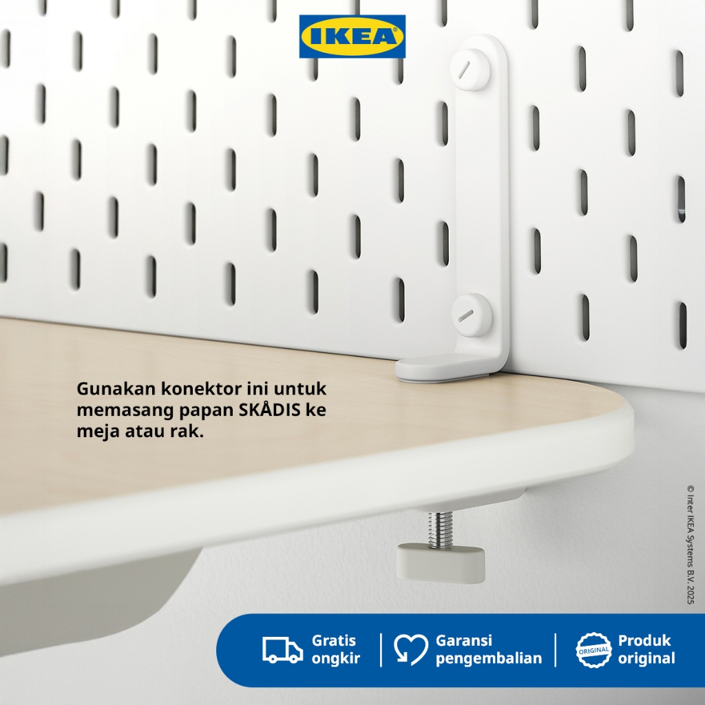 IKEA SKADIS Konektor Meja Dengan Papan Pegboard Isi 2pcs