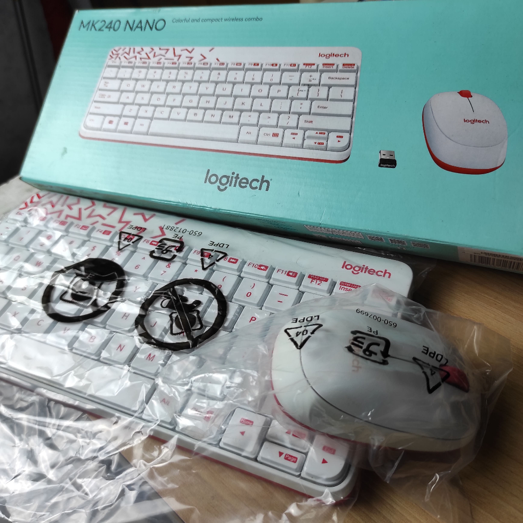 LOGITECH keyboard mouse MK240 NANO K240 M212 Wireless Combo Warna Putih Original cocok untuk setup p