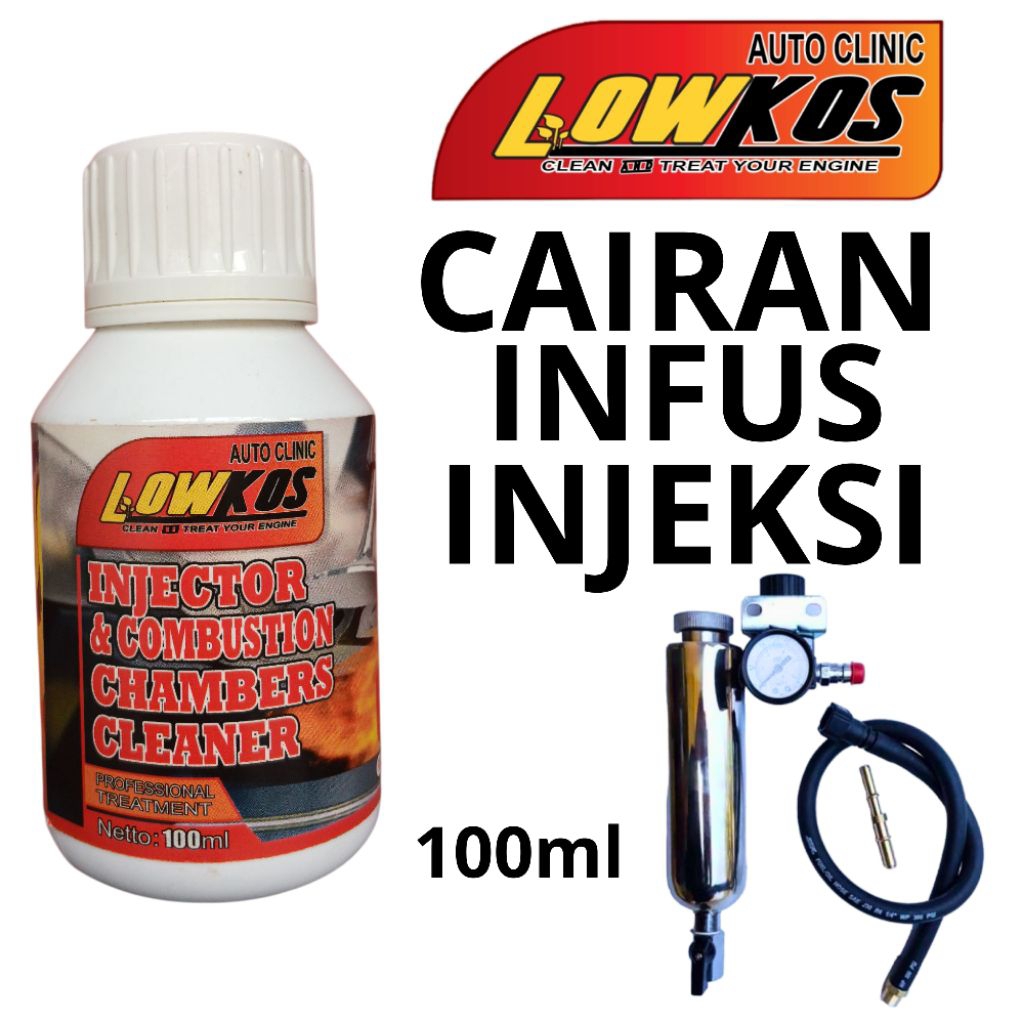 LOWKOS Cairan Infus Injeksi Motor 100ml Pembersih Injektor Motor pakai Alat Infus Injeksi