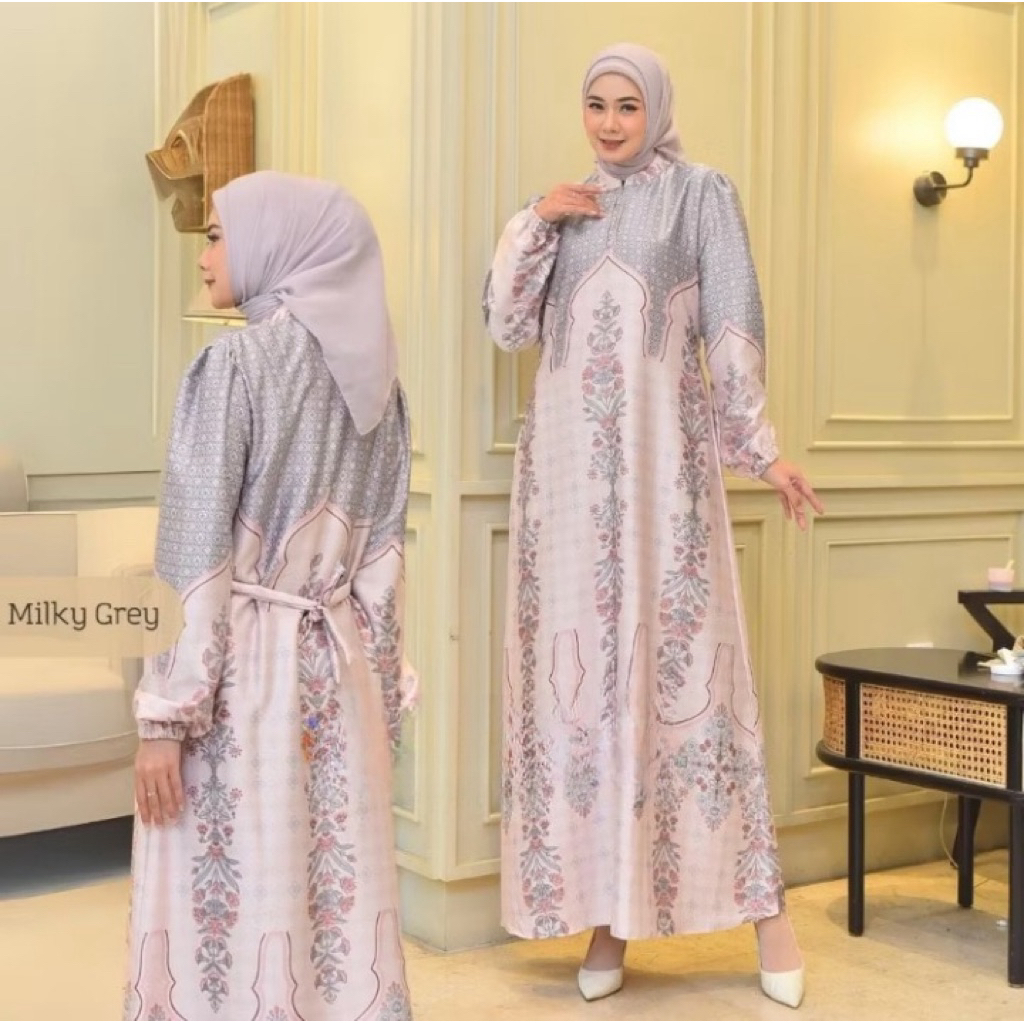 gamis dres mermacam motif bikin bahan silk premium