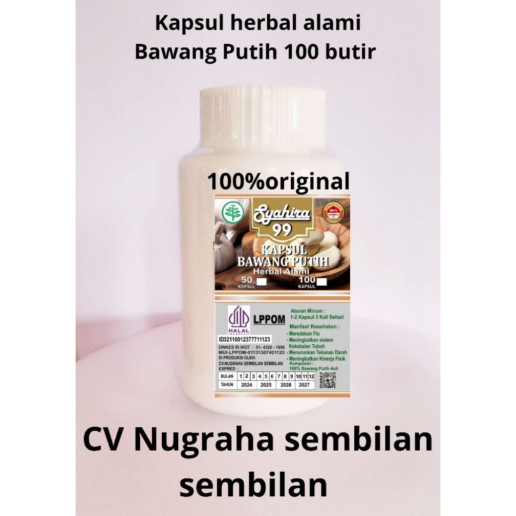 

KAPSUL HERBAL ALAMI BAWANG PUTIH ISI 100 BUTIR KEMASAN BOTOL PUTIH