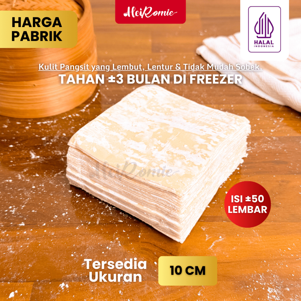 

Heiromie - Kulit Pangsit Kotak Mentah Halal 10 cm Isi ±50 Lembar