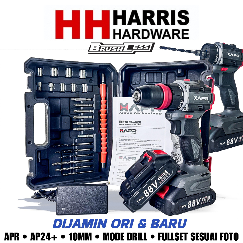 BOR BATERAI KEYLES HEX 10MM APR A24 PLUS BATERAI 88V LXT 5CELL SKRUP BAJA RINGAN BOR DRILL BESI KAYU