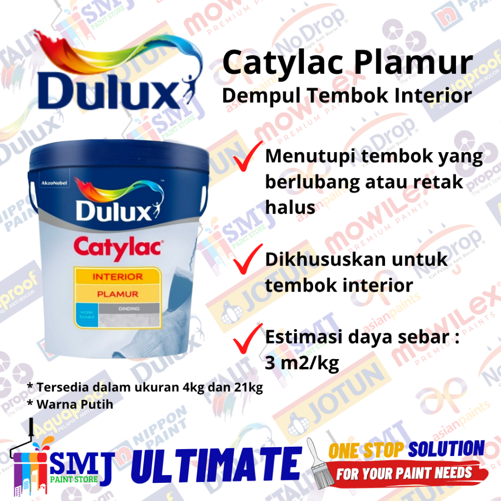 DEMPUL PLAMIR TEMBOK DULUX CATYLAC INTERIOR 5 KG