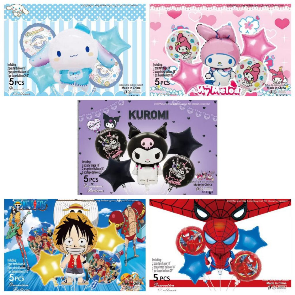 5pcs paket balon dekorasi ulang tahun set balon one piece set balon kuromi paket dekorasi balon cinn