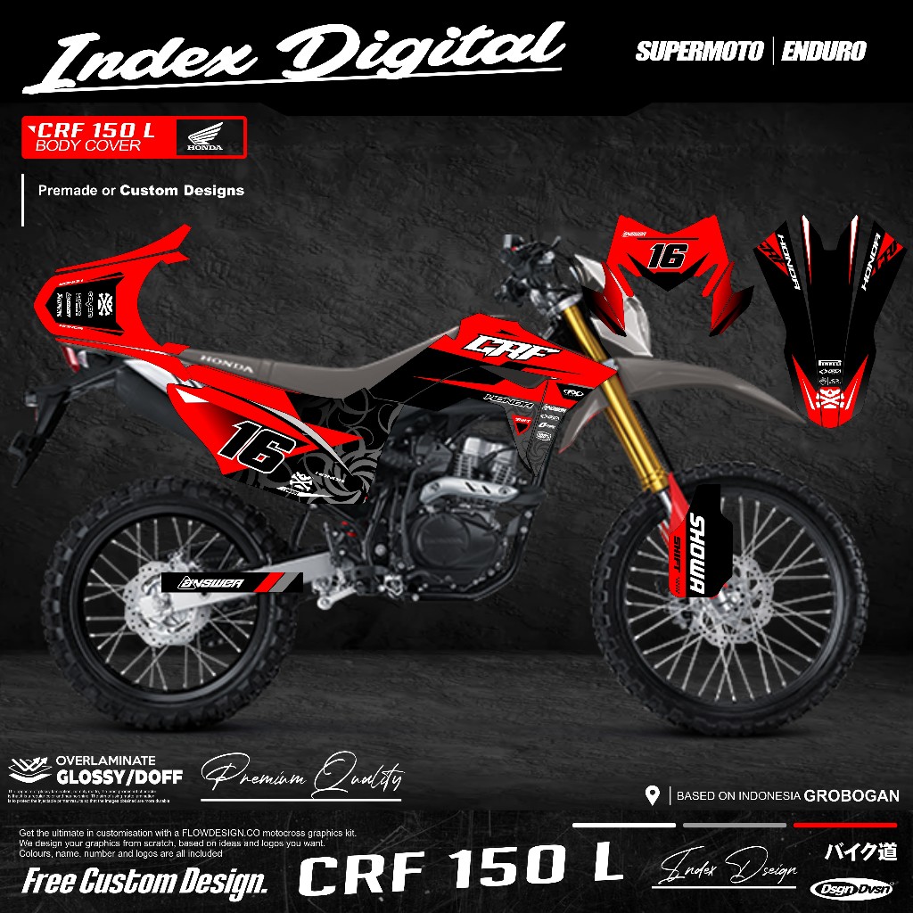 Sticker decal crf 150 l full body desain minimalis aksesoris honda  Fullbody Dekal CRF 150 L Trail S