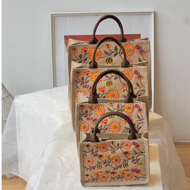 Tas Batik Handmade Bunga Goni Kanvas Wanita Sling Bag Tote Bag - Paradise Rainbow