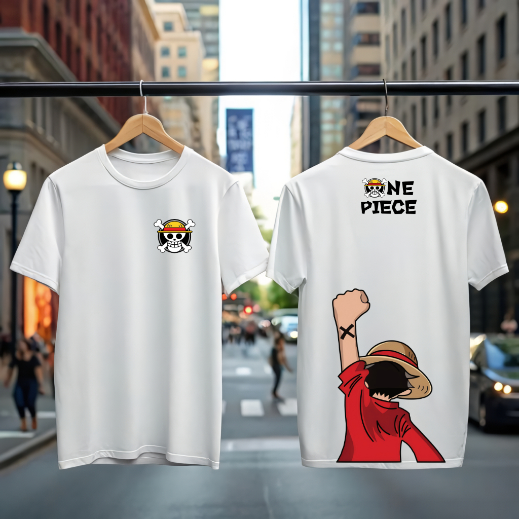 kaos one piece putih