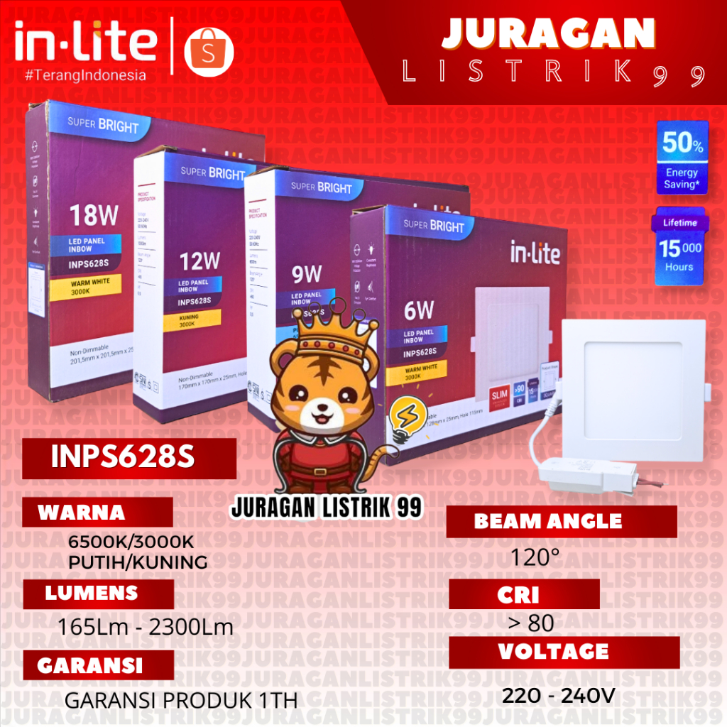 INLITE - DOWNLIGHT PANEL INBOW IB KOTAK INPS628S 6W 9W 12W 18W / DOWNLIGHT LED / DOWNLIGHT KOTAK / D