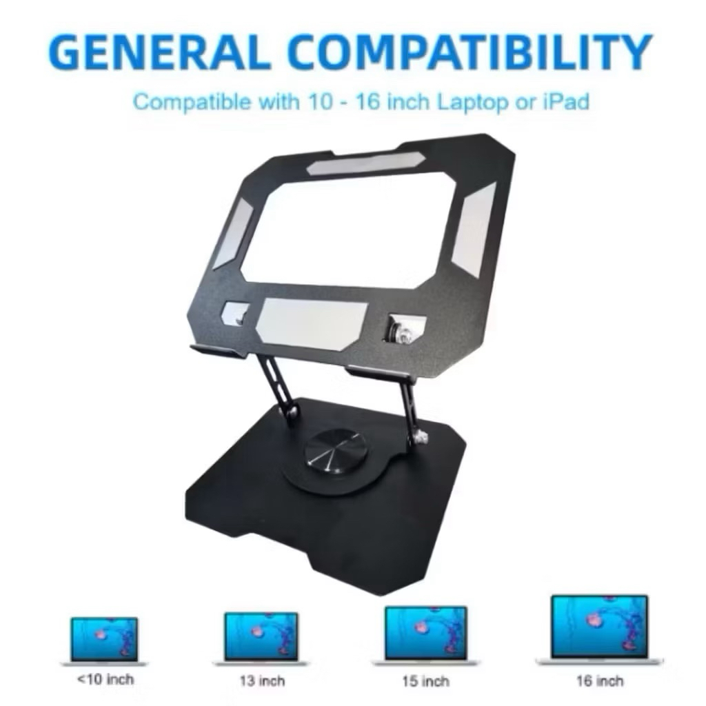 Stand Tablet 10-17 Inch Holder Aluminium Foldable Adjustable 360 Degree Rotation For Ipad Macbook As