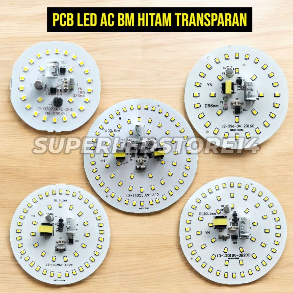 PCB LAMPU LED AC BM HITAM TRANSPARAN