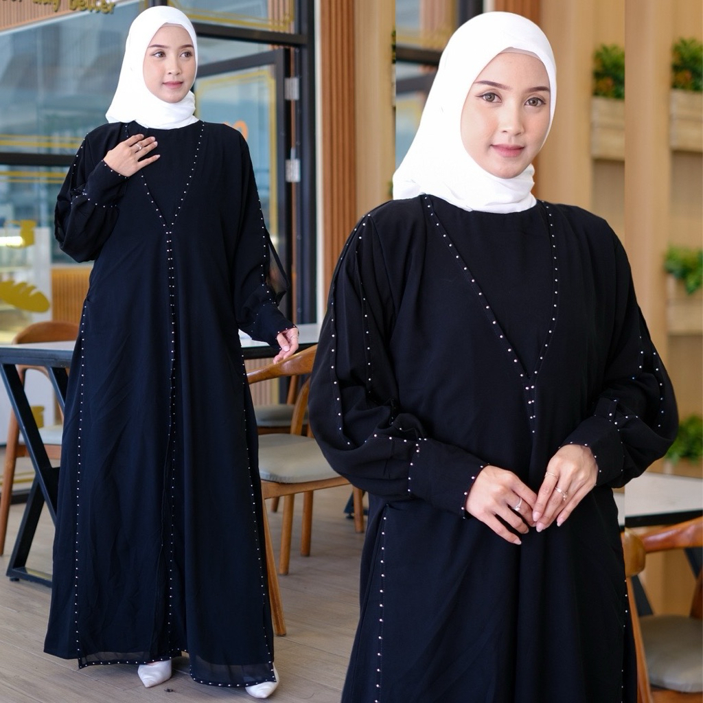 Abaya Sheila jetblack saudi sifon gamis dubai turkey dress syari maxi umroh remaja dewasa cantik