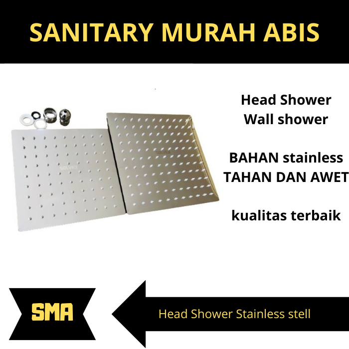 Head Shower Silver Wall Shower Rainfall Kepala Shower Gantung Stainless  - 8 INCH