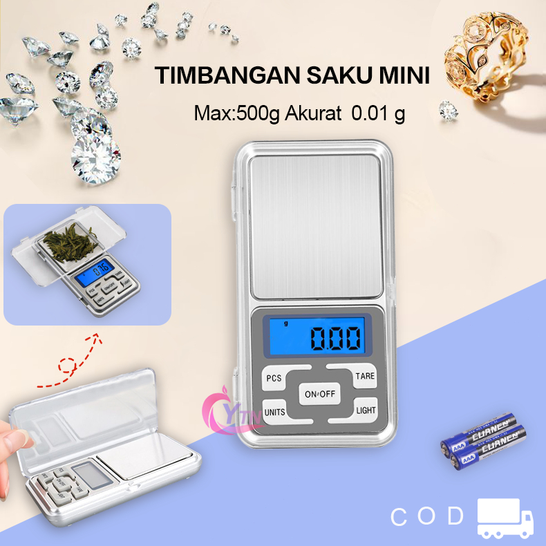 Timbangan Digital Mini Kapasitas 0.1g/500g/Timbangan Emas Pocket Digital/Timbangan Emas