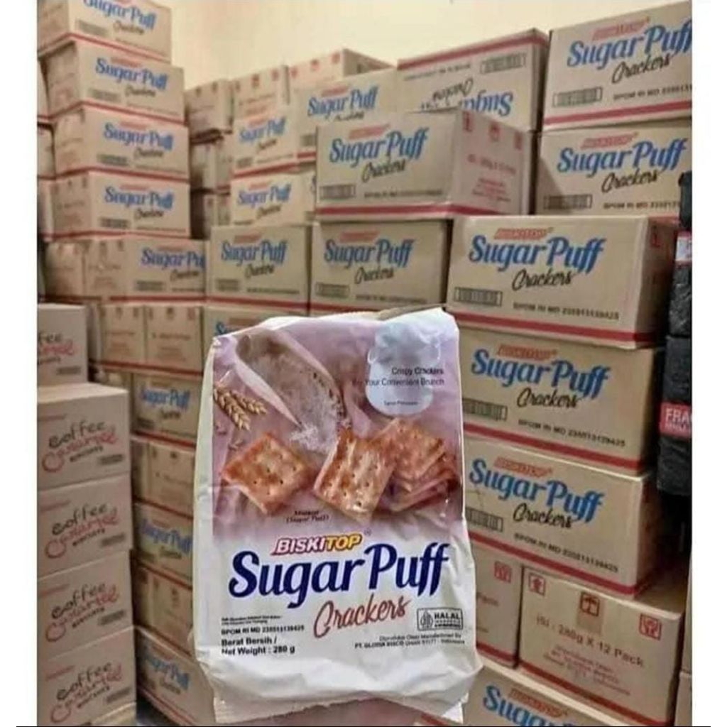 Biskuit Sugar Puff 1 Dus/Karton Biskitop Sugar puff 280 gram 1 dus isi 12 pcs Biskuit/Snack Hajatan