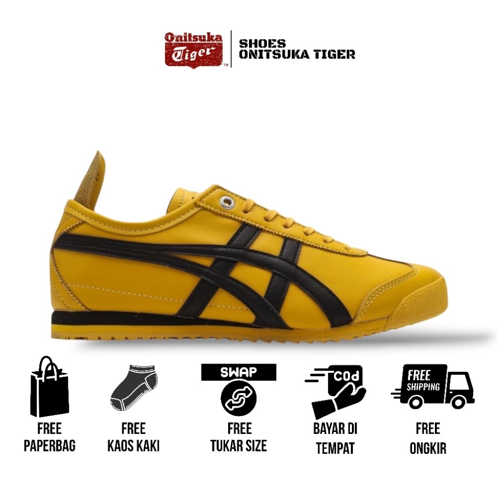 Onitsuka Tiger mexico 66 shoes SD kilbil ( yellow black ) free paperbag & kaos kaki
