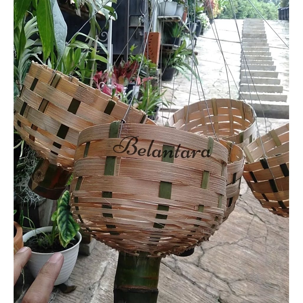 Pot Gantung Dari bahan bambu/Pot Bunga Gantung/Pot tanaman hias