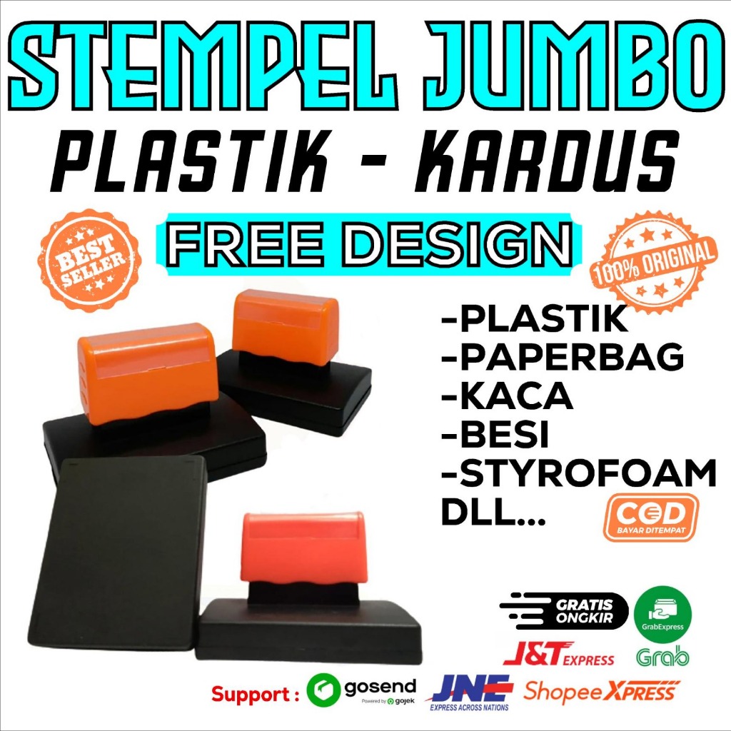 

STEMPEL JUMBO PLASTIK & KARDUS permanent dan waterproof (free tinta 15ml)