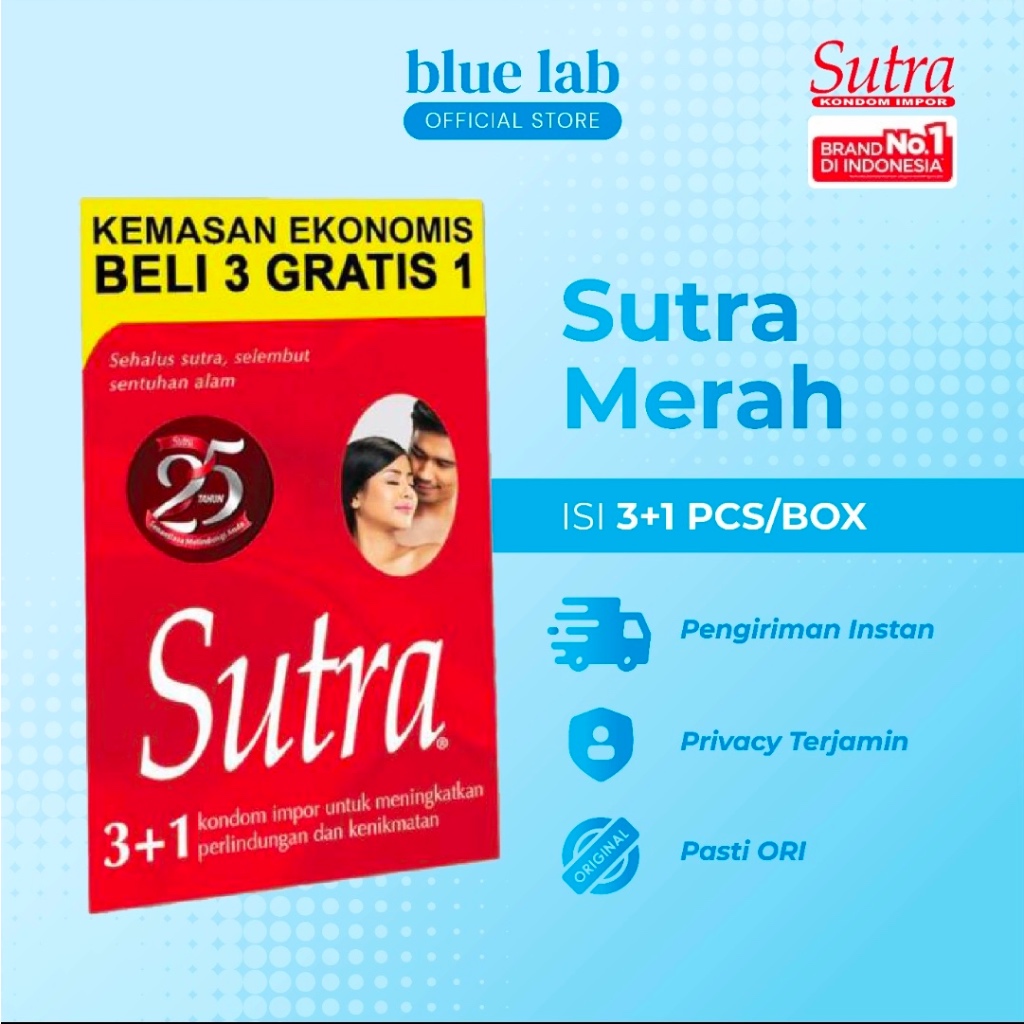 Kondom Sutra Merah Classic Original 1 Box isi 3+1 pcs Condom Sutra Privasi Terjamin