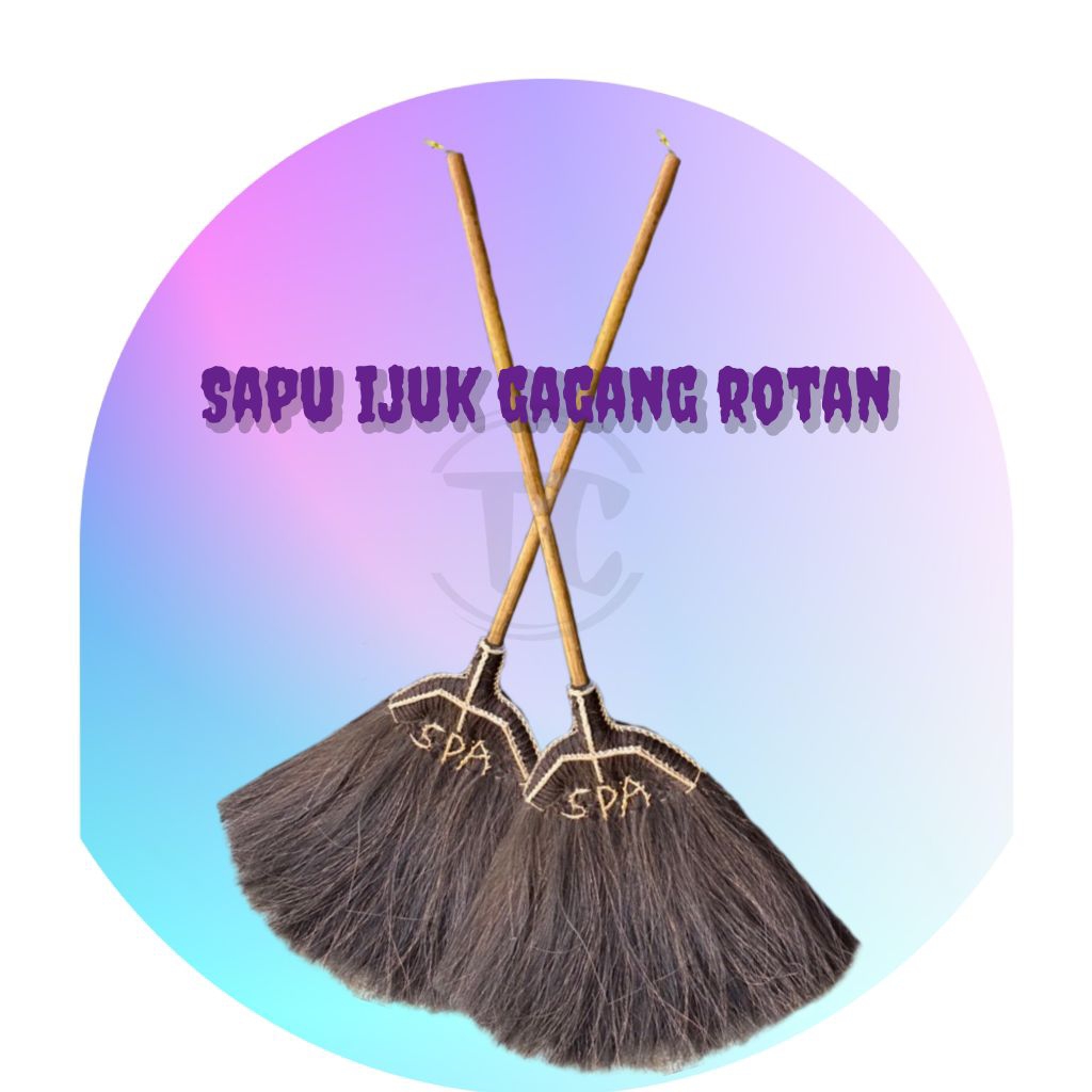 Sapu ijuk gagang rotan/Sapu Lantai