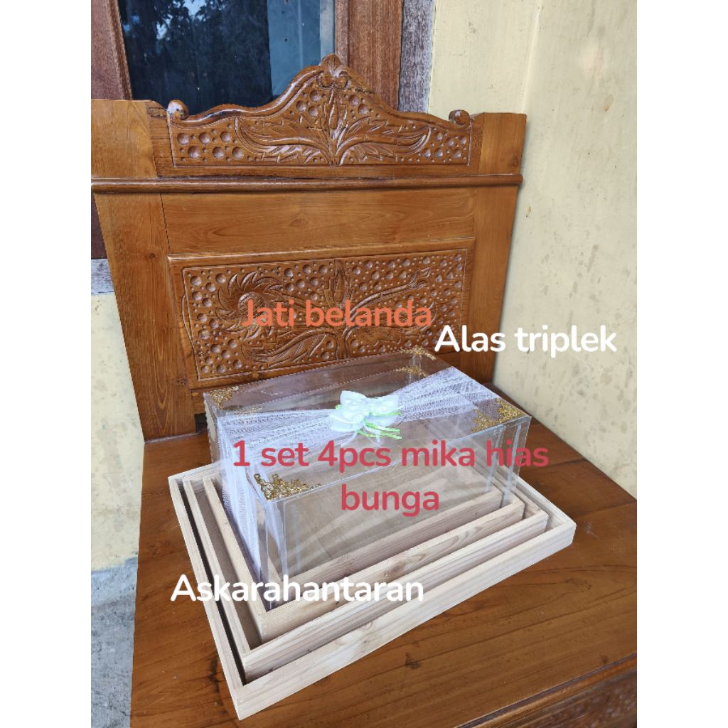 

kotak hantaran seserahan kayu jati belanda 1set 4 pcs