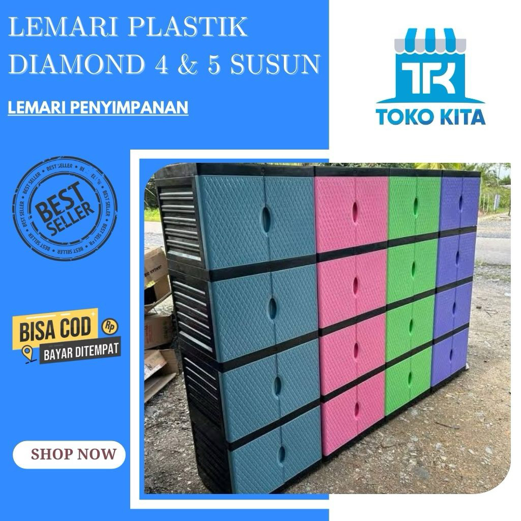 LEMARI PAKAIAN PLASTIK DIAMOND / 3 SUSUN / 4 SUSUN / 2 SUSUN / Rak plastik / lemari baju / rak baju 