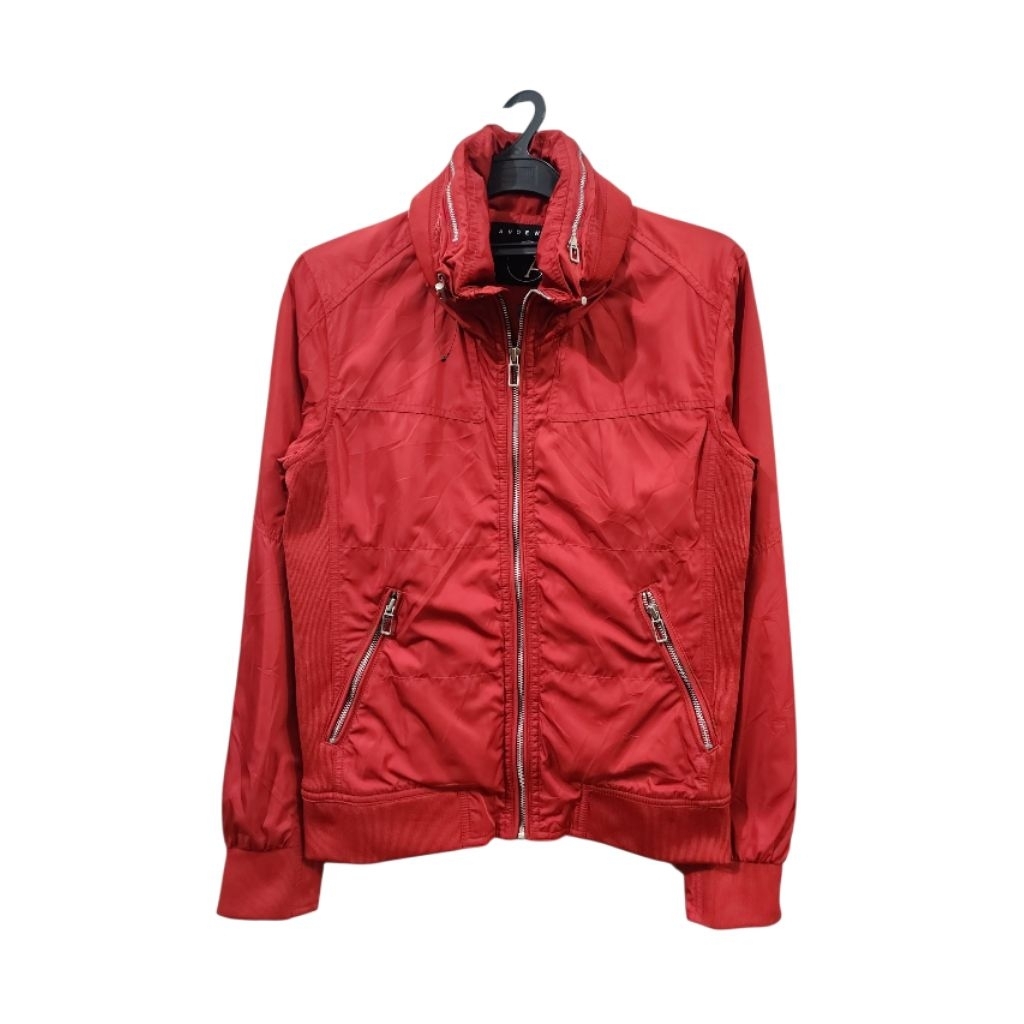 Jacket Jumper Bikers Bomber Hoodie Bahan Parasut Brand Andew Warna Merah Marun