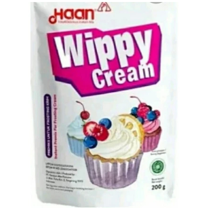 

whip cream WIPPY CREAM HAAN 200 gram kemasan pouch untuk cakes kue tart es krim dessert box