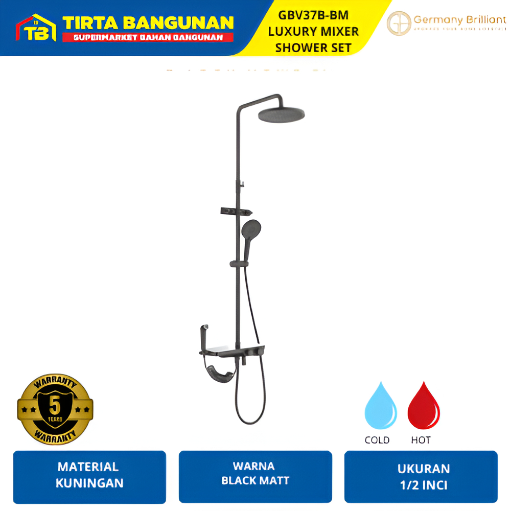 GERMANY BRILLIANT GBV37A-BM SHOWER SET RAIN SHOWER KERAN AIR SET HITAM