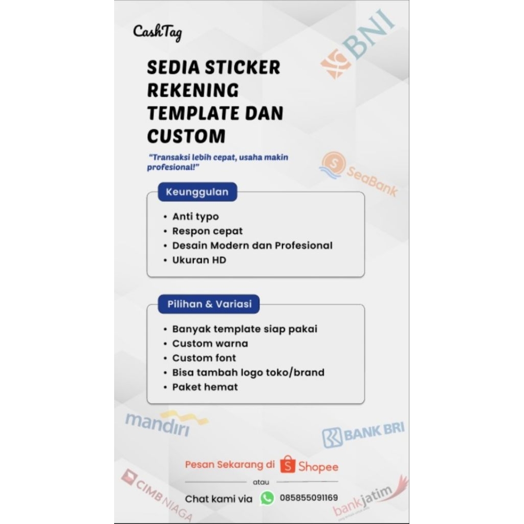 Stiker Rekening WhatsApp template dan custom