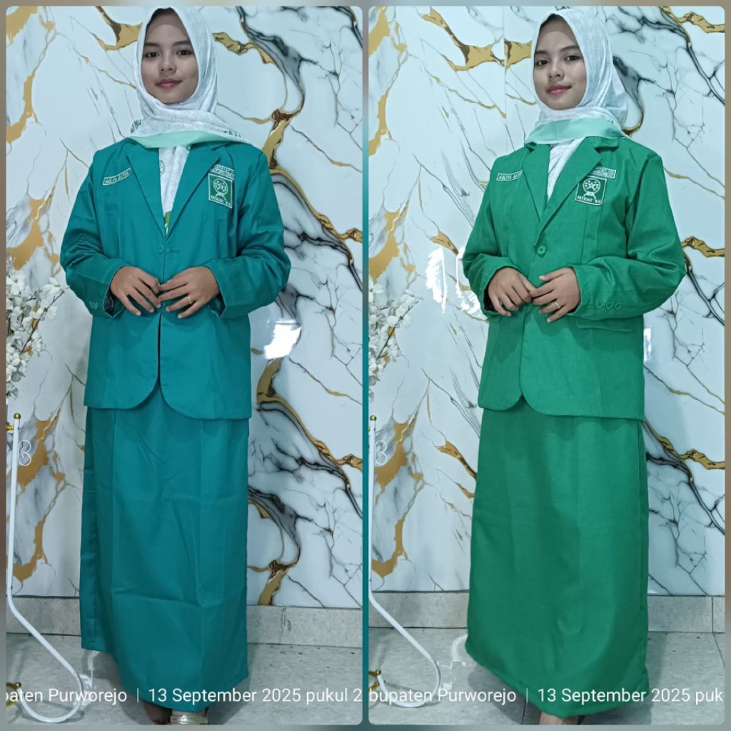 Setelan jas Fatayat NU Rok floy + logo bordir warna hijau tosca & hijau daun Fatayat NU resmi pusat 