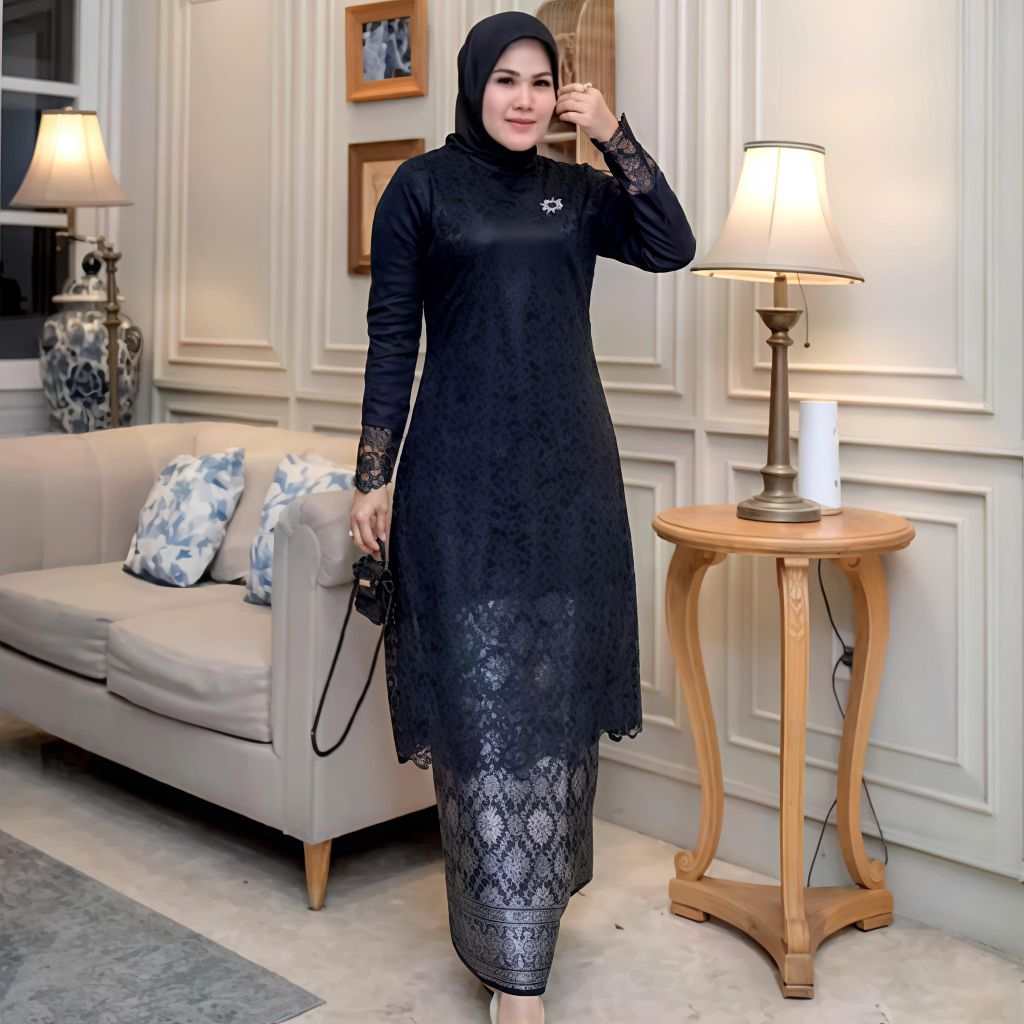 Stelan Kebaya Tunik Brokat Rok Songket Kebaya Brokat Modern Tunik Brokat Terbaru Kebaya Wisuda