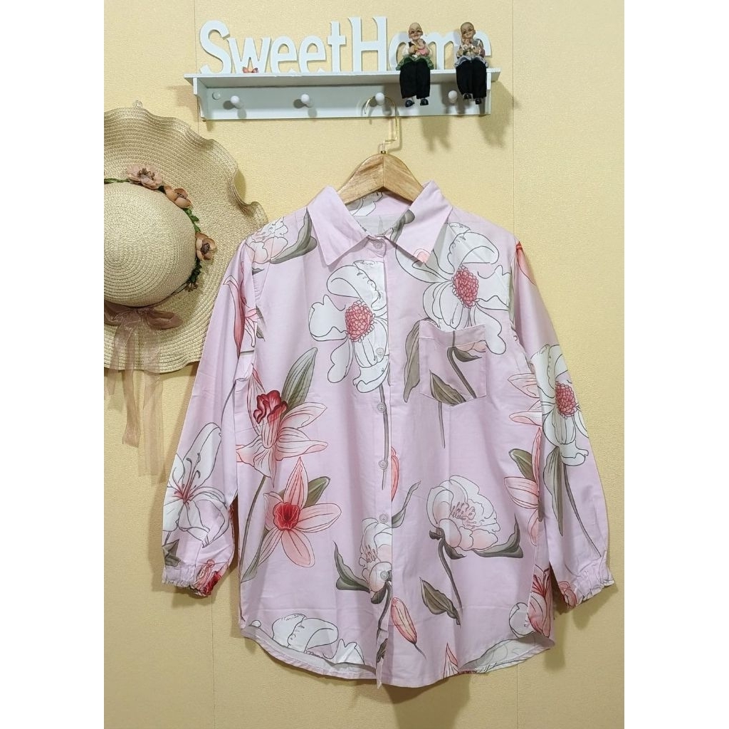 baju atasan kemeja blouse cewek wanita katun jepang motif bunga
