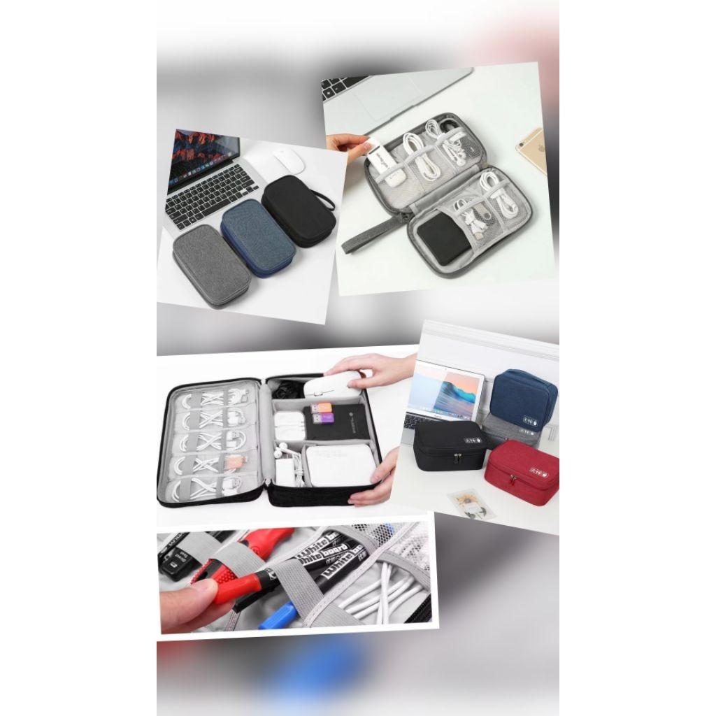 (BBH) Tas gadget travel 2 layer / tas hp handphone powerbank/ tas gadget double layer / tas kabel hp