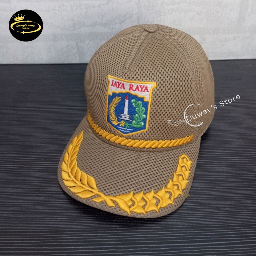 TOPI JARING PEMDA DKI JAKARTA KHAKI FREE NAMA - TOPI JARING PEMDA DKI PADIKAPAS