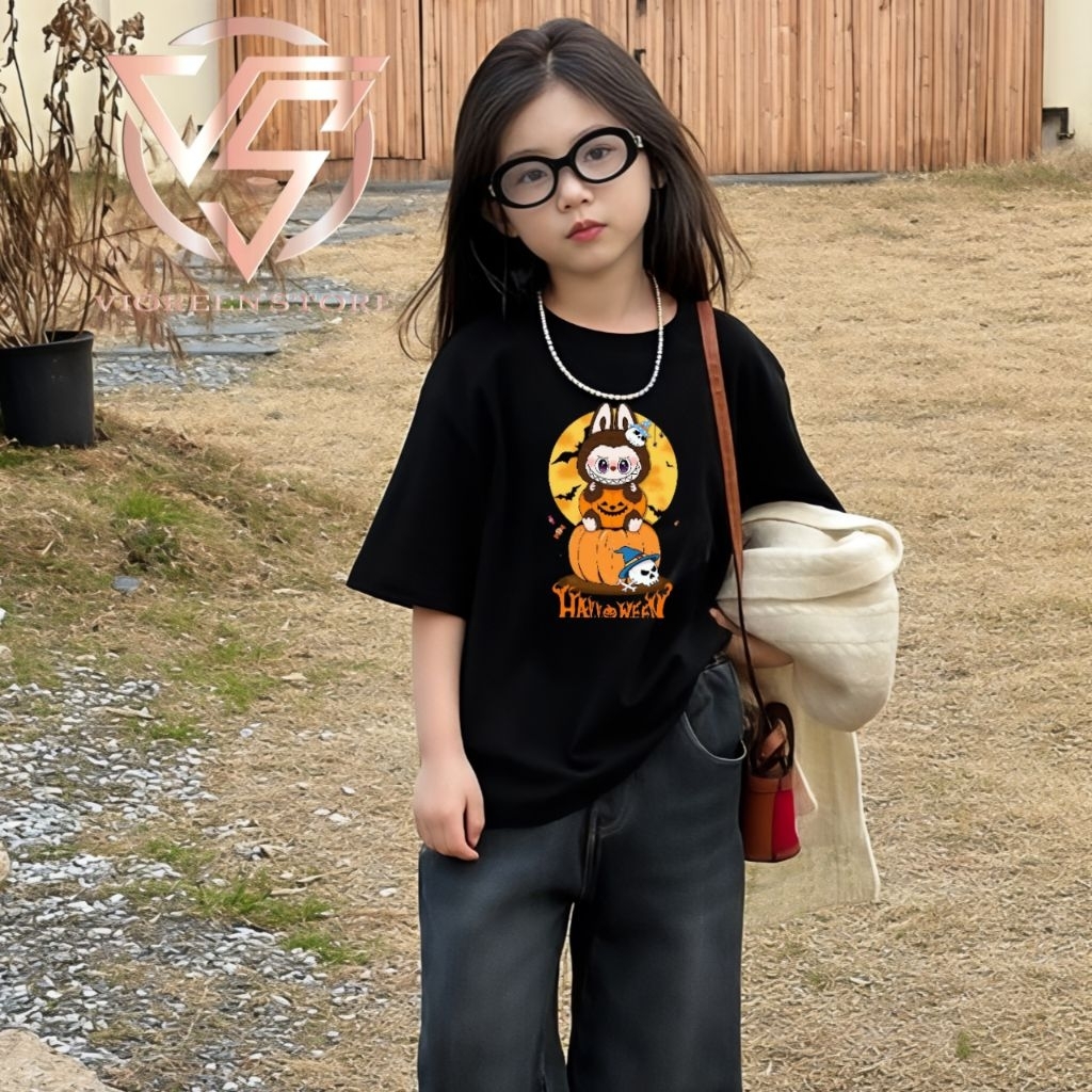 kaos anak labubu Helloween katun premium size lengkap