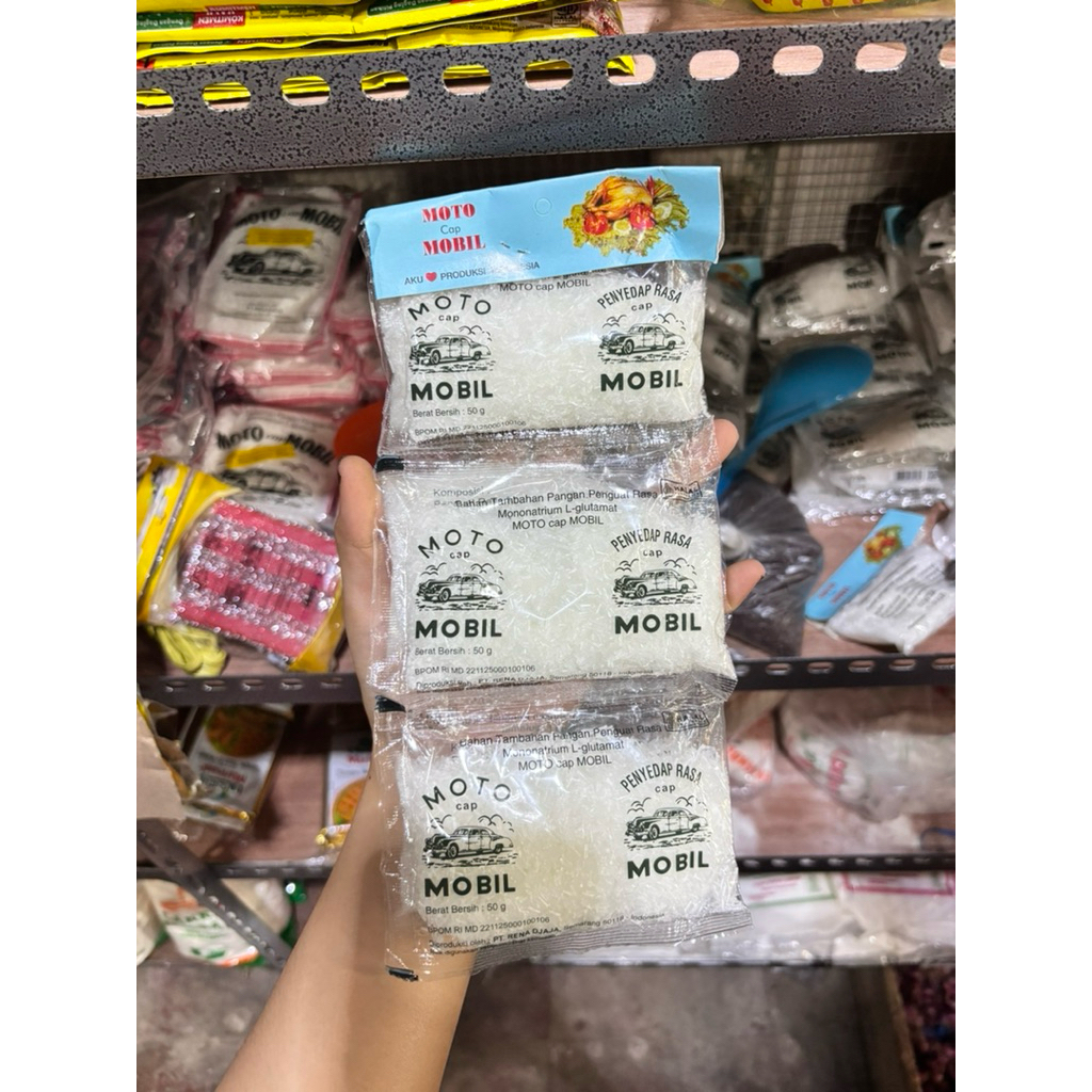 Moto(MSG)Micin/Penyedap Rasa Moto Cap Mobil 1 Renceng Isi 6(50 gr x 6)