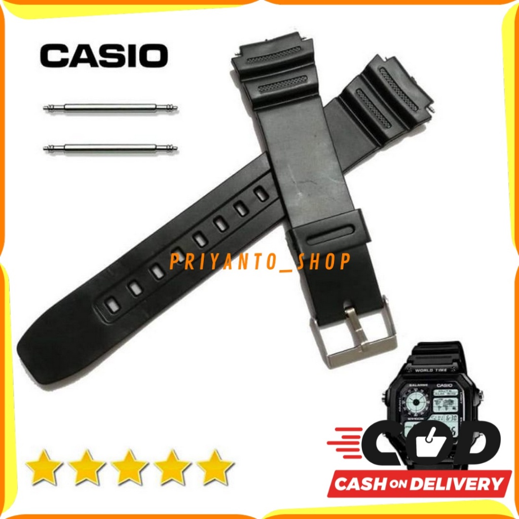 STRAP TALI JAM TANGAN CASIO AE-1200 AE-1300 TALI JAM CASIO AE-1200 AE-1300 BONUS PEN