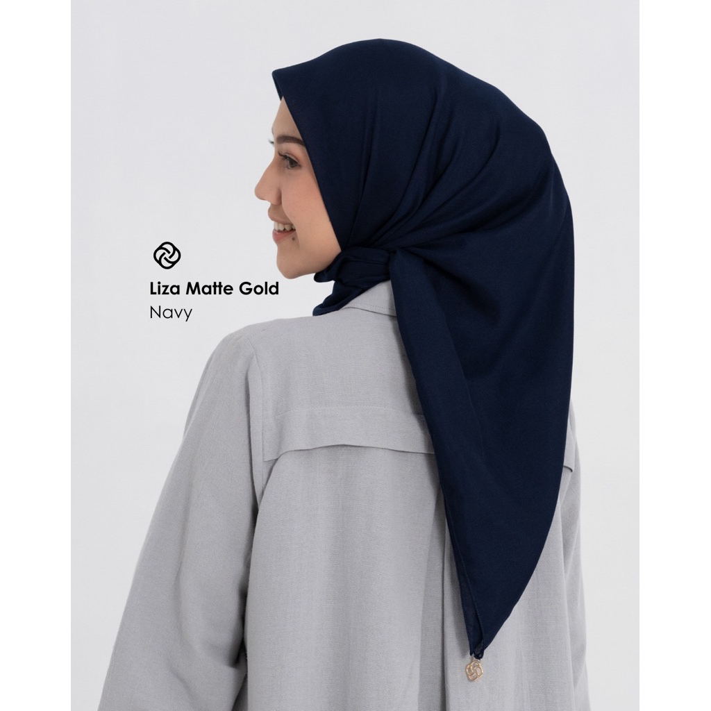 HIJAB LIZA NAVY (logo matte gold n logo baru)DEENAY