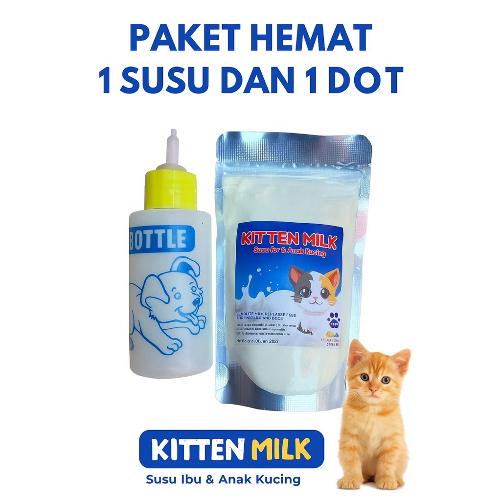 Dot Kucing + Susu Kucing Baru Lahir Paket Hemat Susu Kucing Dan Dot Kucing Kitten Milk 100gr