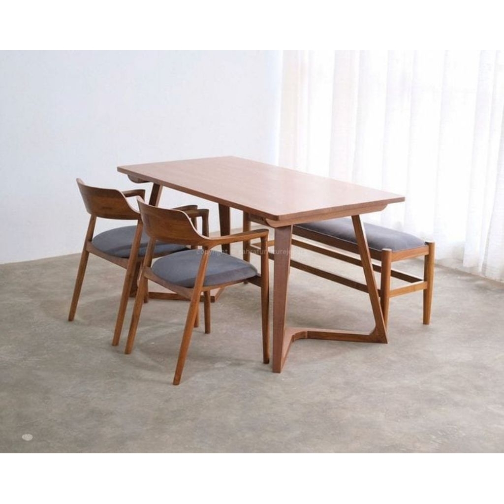 Meja makan Set Jati Solid Jepara Futuristik