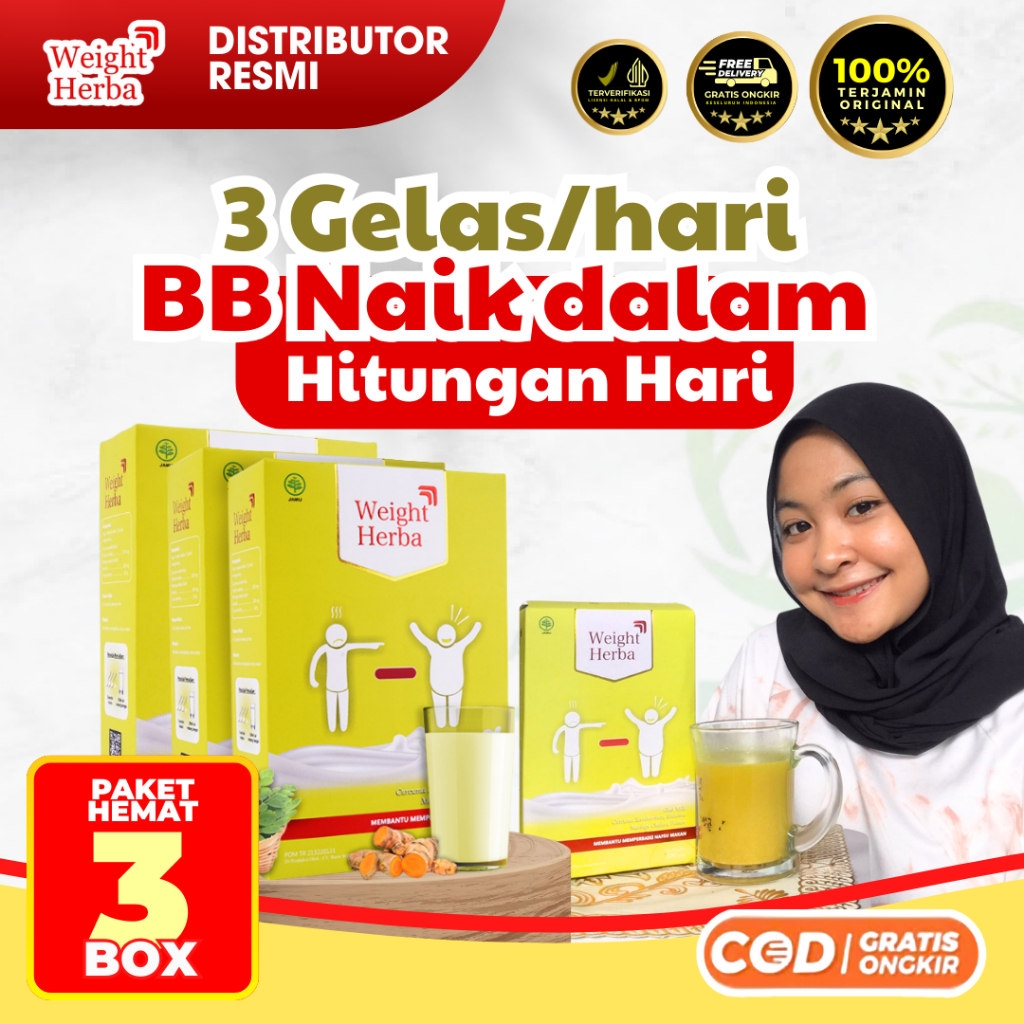 

PAKET HEMAT 3 BOX Weight Herba Susu Penggemuk Badan Alami 100% Original BPOM Halal