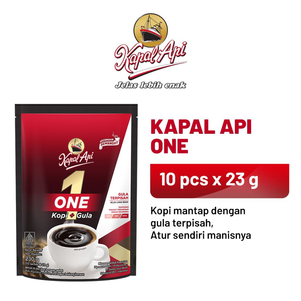 

Kapal Api One Kopi + Gula 10s × 23g