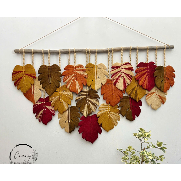 Daun macrame monstrera besar hiasan dinding handmade dekorasi ruangan aesthetic