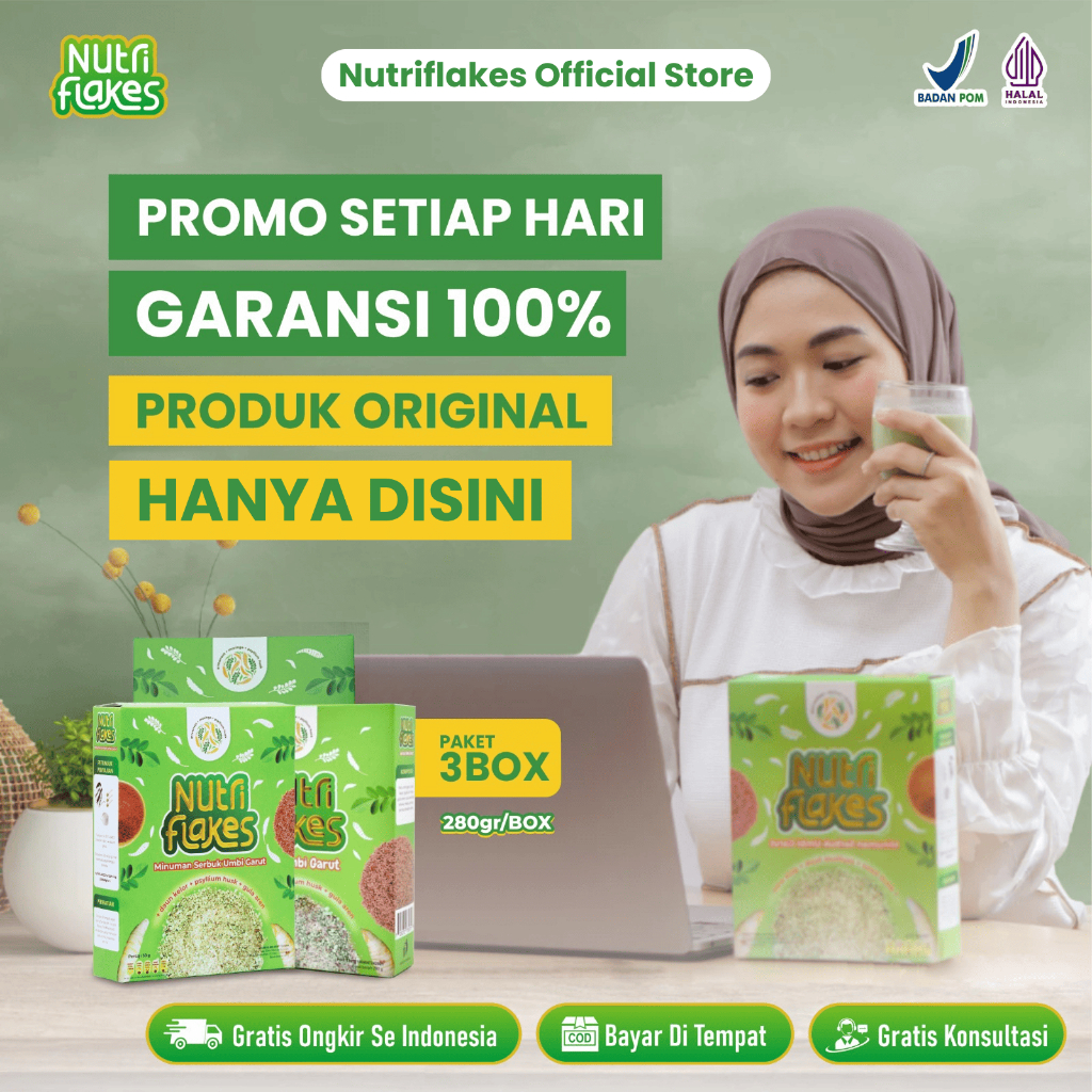 

NUTRIFLAKES 3 BOX - Sereal Sehat Umbi Garut Efektif Mencegah, Mengobati Permasalahan Lambung dan Membantu Program Diet | Nutriflakes Mart
