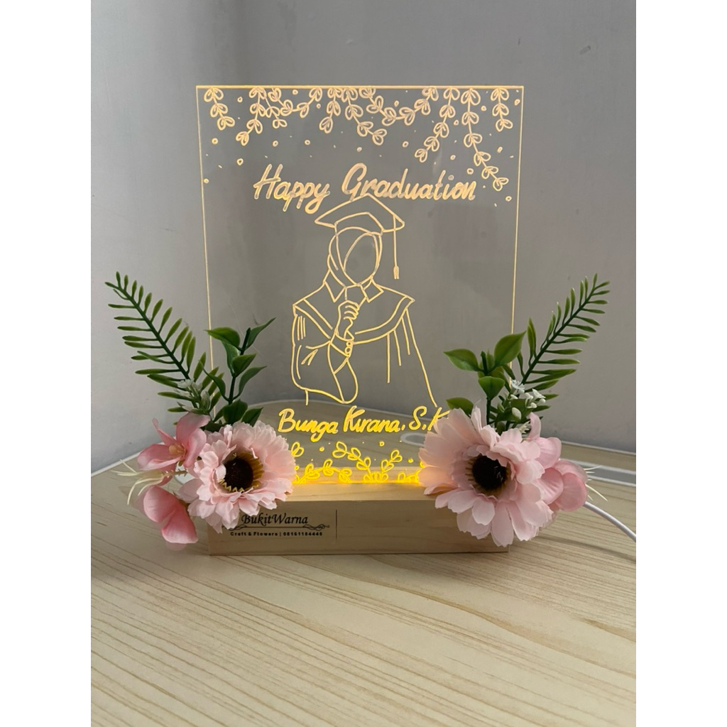 AKRILIK WISUDA STANDING LED | AKRILIK BUNGA LED| BUKIT WARNA|